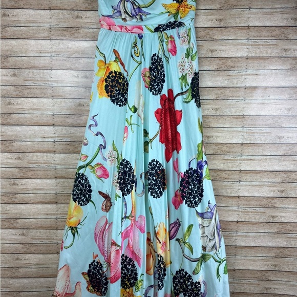 Anthropologie Geisha Designs Strapless Floral Maxi Dress Size 2 - Picture 6 of 16